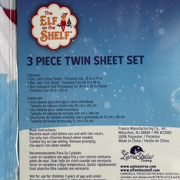 New ELF ON THE SHELF Twin Size Sheet Set Christmas New Holiday - Picture 3 of 6